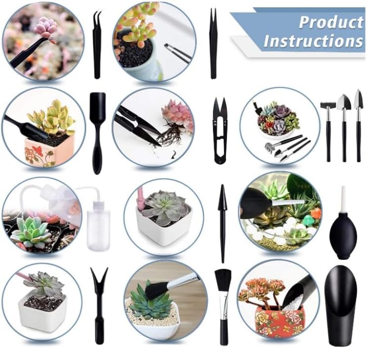 17-Piece Succulent Plant Care Tool Set with Indoor Transplanting Mats
