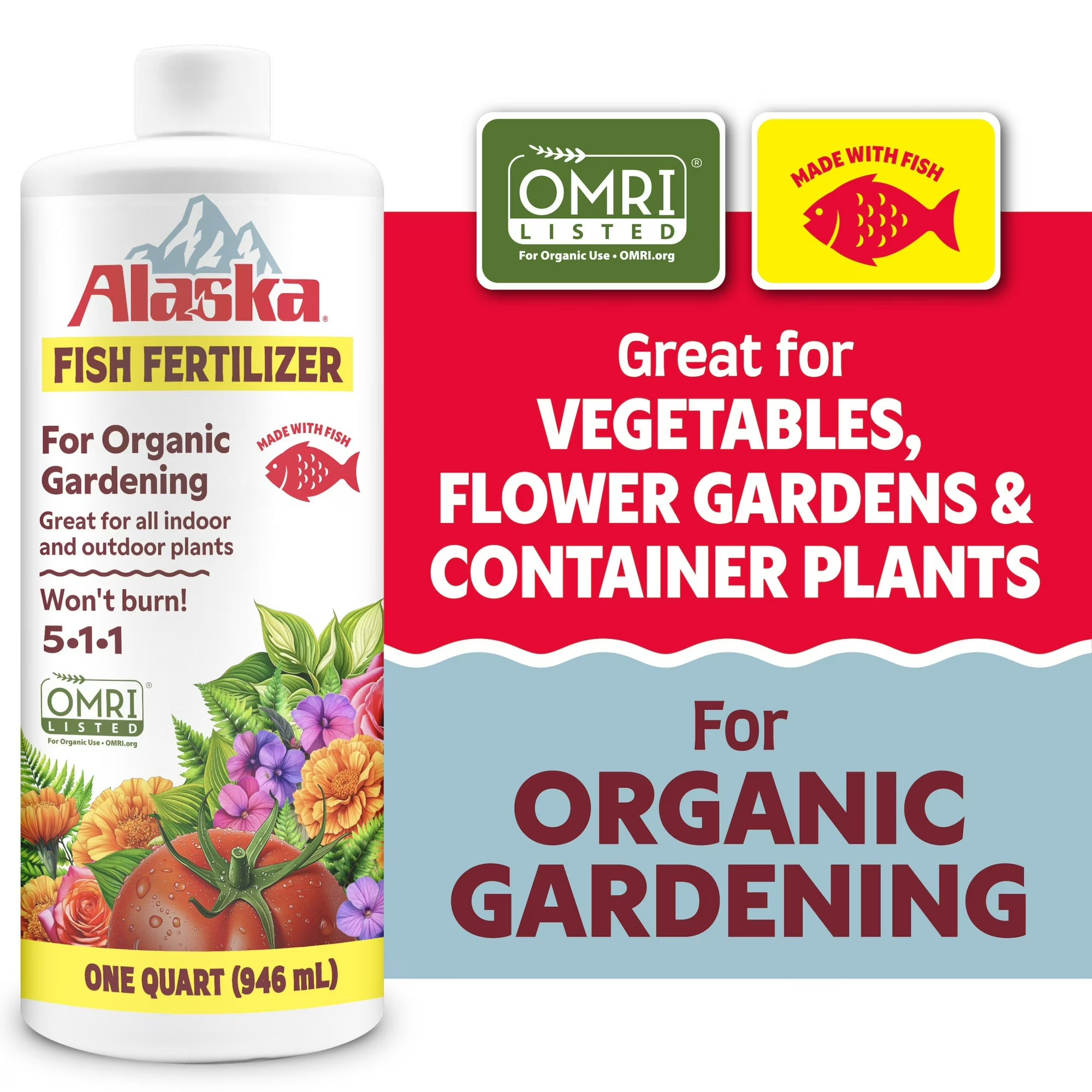 Alaska Fish Fertilizer 5-1-1 Plant Food – 1 Quart