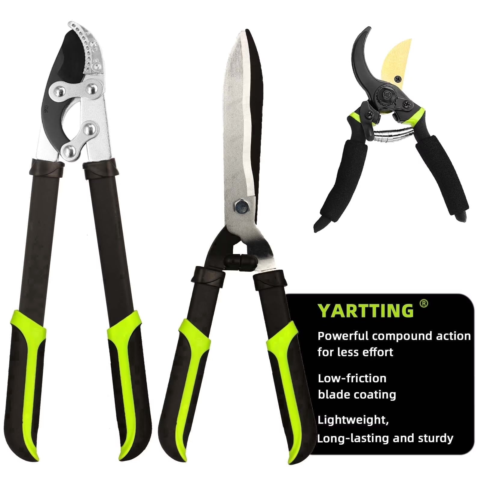 YARTTING 3-Piece Garden Tool Set with Loppers, Hedge Clippers & Garden Shears